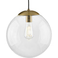 PROGRESS LIGHTING P500311-109 Brushed Bronze Atwell Collection 12-inch Brushed Bronze and Clear Glass Globe Large Hanging Pendant Light