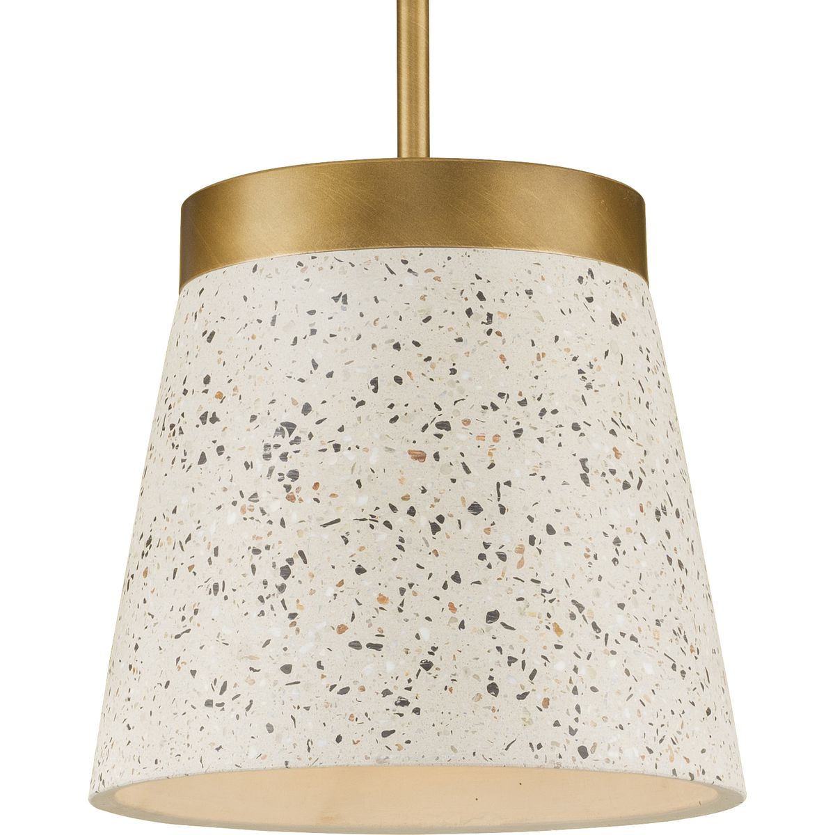 PROGRESS LIGHTING P500313-175 Distressed Brass Terrazzo Collection One-Light Distressed Brass and Sand Terrazzo Hanging Pendant Light