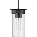 PROGRESS LIGHTING P500314-031 Matte Black Kellwyn Collection One-Light Matte Black and Clear Glass Transitional Style Hanging Mini-Pendant Light