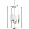 PROGRESS LIGHTING P500315-009 Brushed Nickel Kellwyn Collection Four-Light Brushed Nickel and Clear Glass Transitional Style Foyer Pendant Light