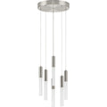 PROGRESS LIGHTING P500322-009-30 Brushed Nickel Kylo LED Collection Six-Light Brushed Nickel Modern Style Hanging Pendant Light