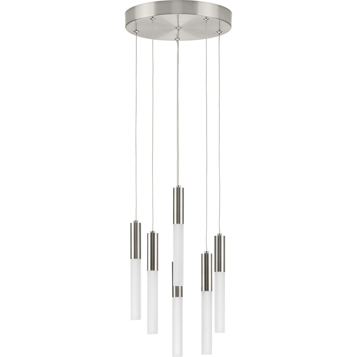 PROGRESS LIGHTING P500322-009-30 Brushed Nickel Kylo LED Collection Six-Light Brushed Nickel Modern Style Hanging Pendant Light