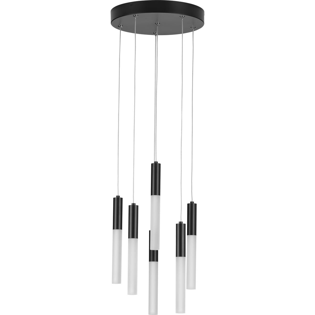 PROGRESS LIGHTING P500322-031-30 Matte Black Kylo LED Collection Six-Light Matte Black Modern Style Hanging Pendant Light