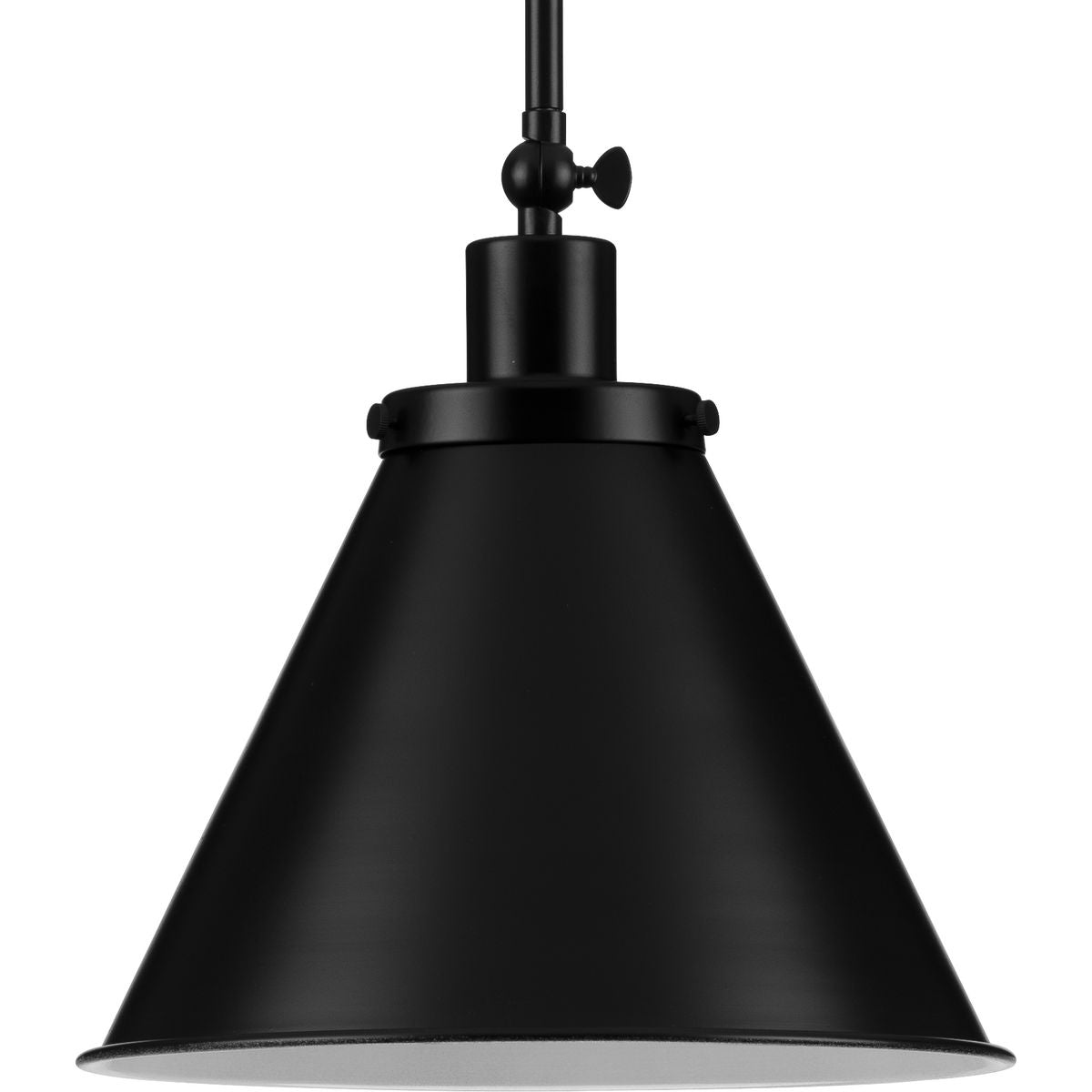 PROGRESS LIGHTING P500325-031 Matte Black Hinton Collection One-Light Matte Black Vintage Style Hanging Pendant Light