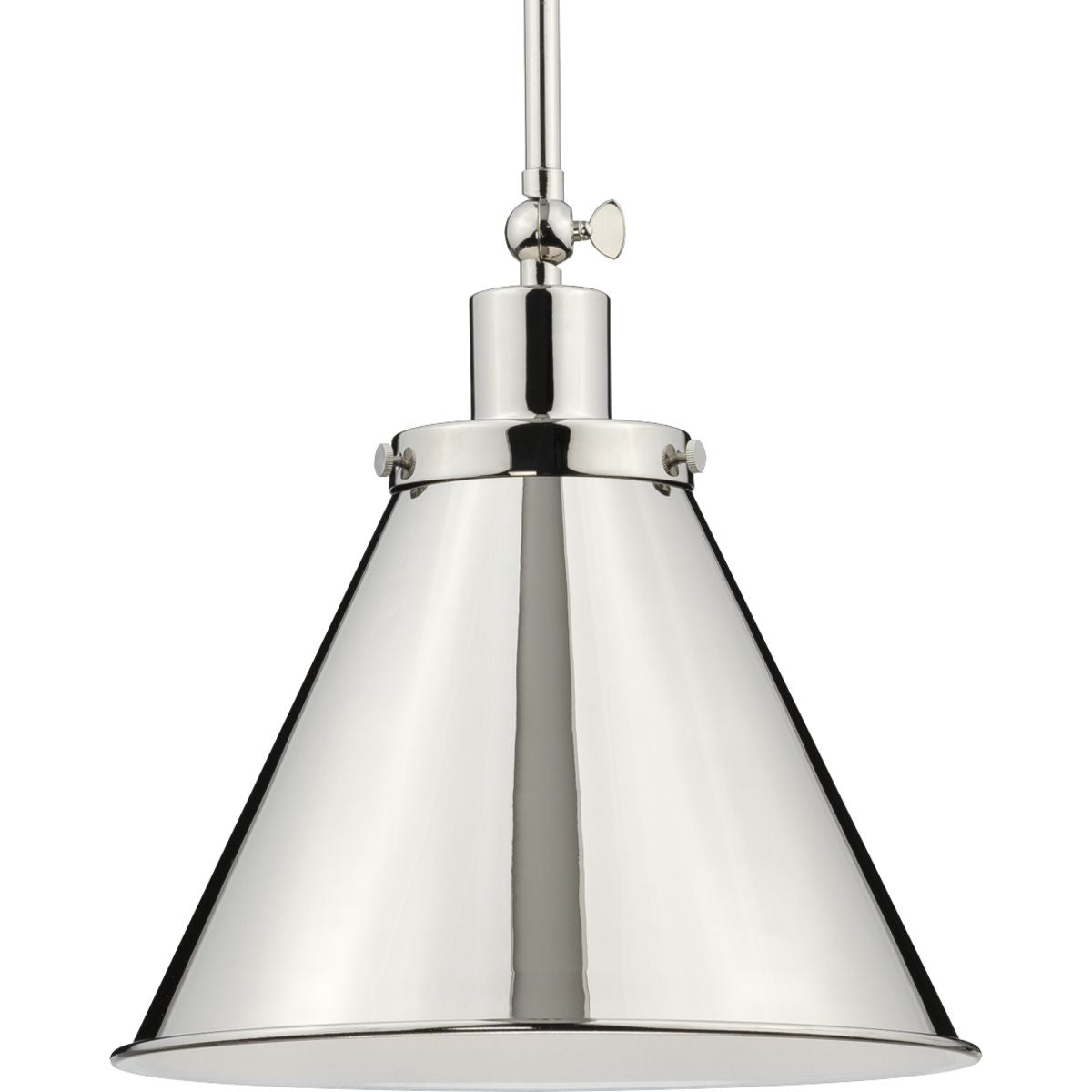 PROGRESS LIGHTING P500325-104 Polished Nickel Hinton Collection One-Light Polished Nickel Vintage Style Hanging Pendant Light