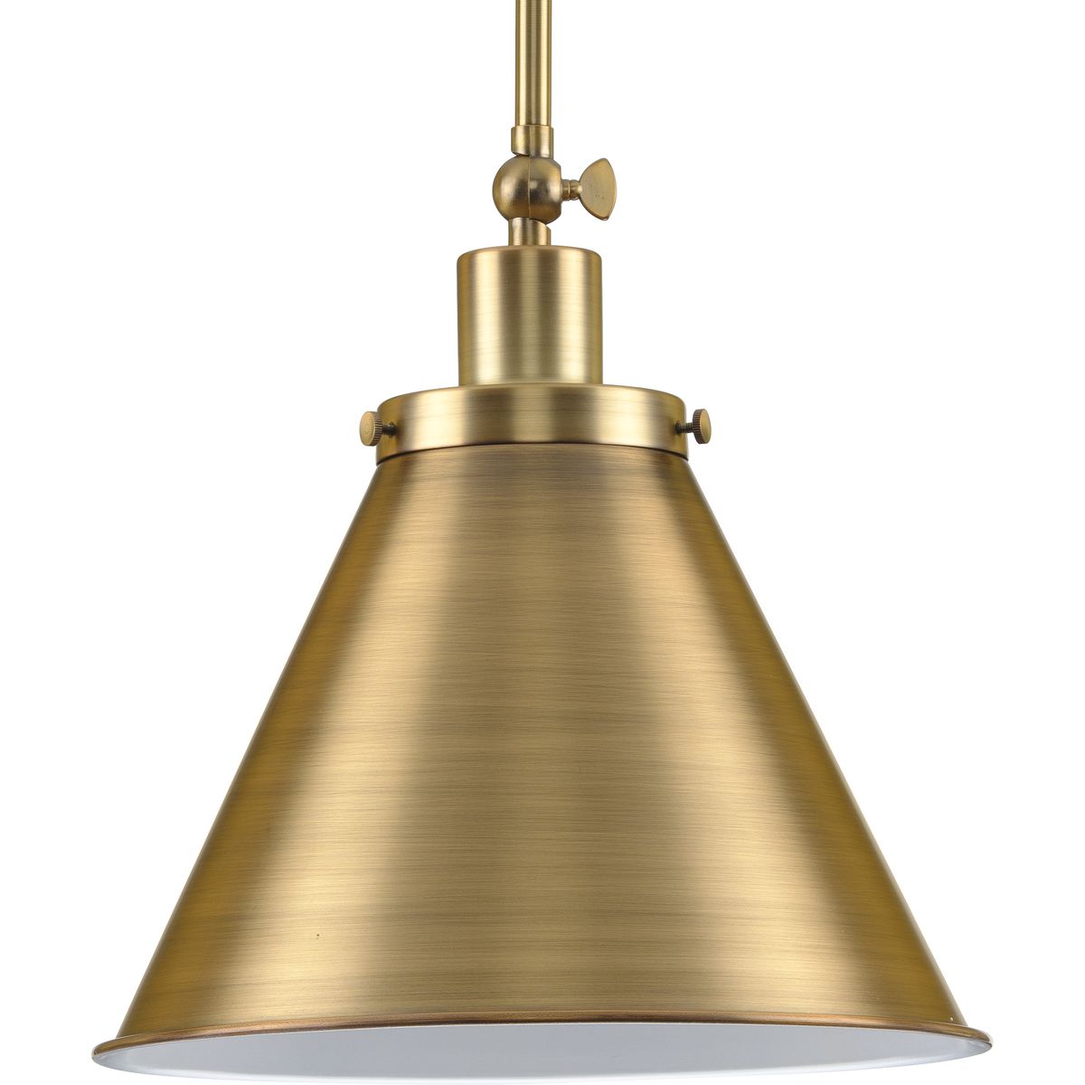 PROGRESS LIGHTING P500325-163 Vintage Brass Hinton Collection One-Light Vintage Brass Vintage Style Hanging Pendant Light
