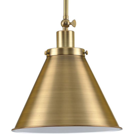 PROGRESS LIGHTING P500325-163 Vintage Brass Hinton Collection One-Light Vintage Brass Vintage Style Hanging Pendant Light