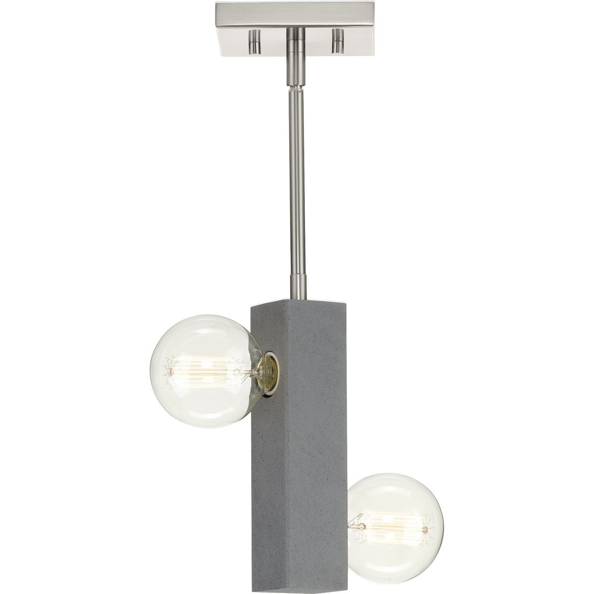 PROGRESS LIGHTING P500328-009 Brushed Nickel Mill Beam Collection Two-Light Brushed Nickel/Faux Concrete Industrial Style Convertible Mini-Pendant or Ceiling Light