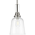 PROGRESS LIGHTING P500329-009 Brushed Nickel Rushton Collection One-Light Brushed Nickel/Black and Clear Glass Industrial Style Hanging Pendant Light