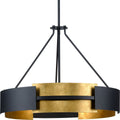 PROGRESS LIGHTING P500330-031 Textured Black Lowery Collection Five-Light Textured Black/Distressed Gold Hanging Pendant Light