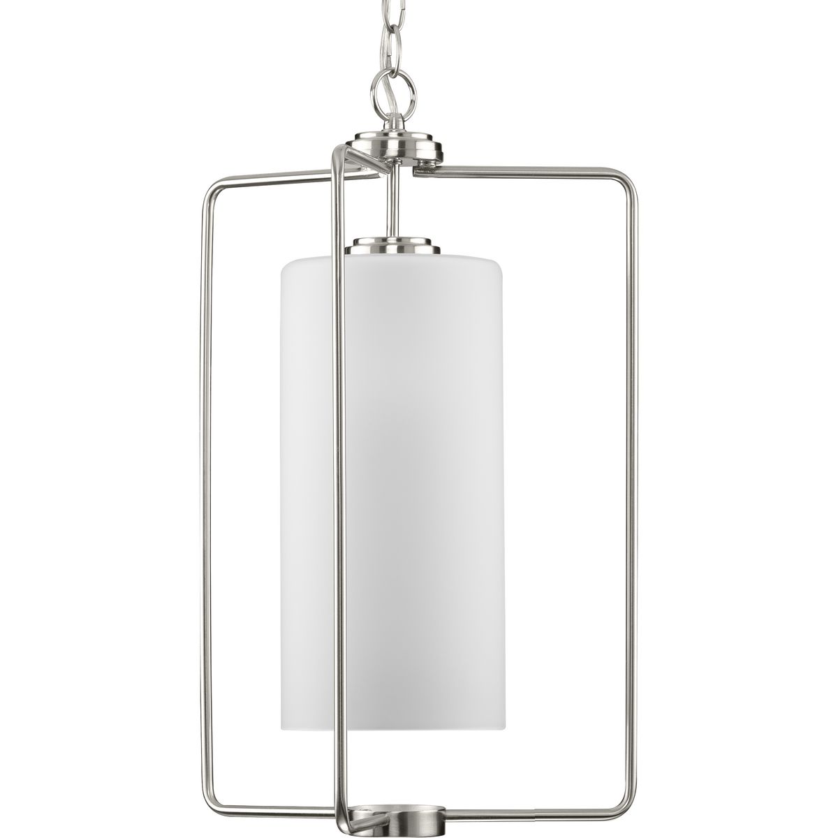 PROGRESS LIGHTING P500333-009 Brushed Nickel Merry Collection One-Light Brushed Nickel and Etched Glass Transitional Style Foyer Pendant Light