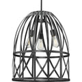 PROGRESS LIGHTING P500344-187 Cerused Black Oak Chastain Collection Three-Light Cerused Black Oak Basket Farmhouse Pendant Light