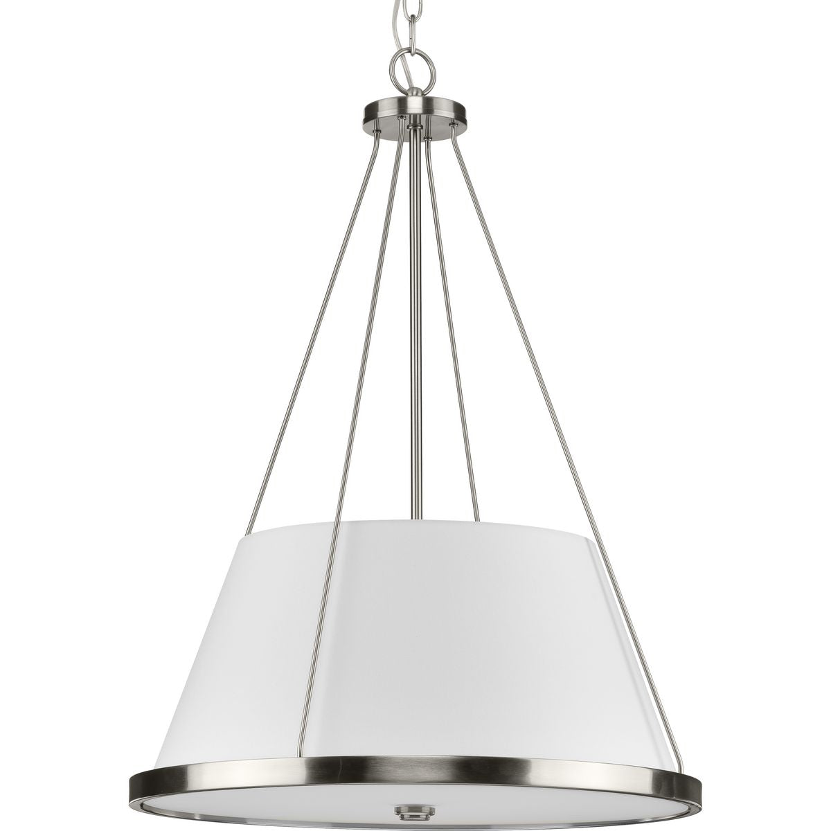 PROGRESS LIGHTING P500357-009 Brushed Nickel Saffert Collection Three-Light New Traditional Brushed Nickel White Linen Shade Pendant Light