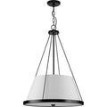 PROGRESS LIGHTING P500357-31M Matte Black Saffert Collection Three-Light New Traditional Matte Black White Linen Glass Pendant Light