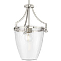 PROGRESS LIGHTING P500360-009 Brushed Nickel Parkhurst Collection One-Light New Traditional Brushed Nickel Clear Glass Mini-Pendant Light