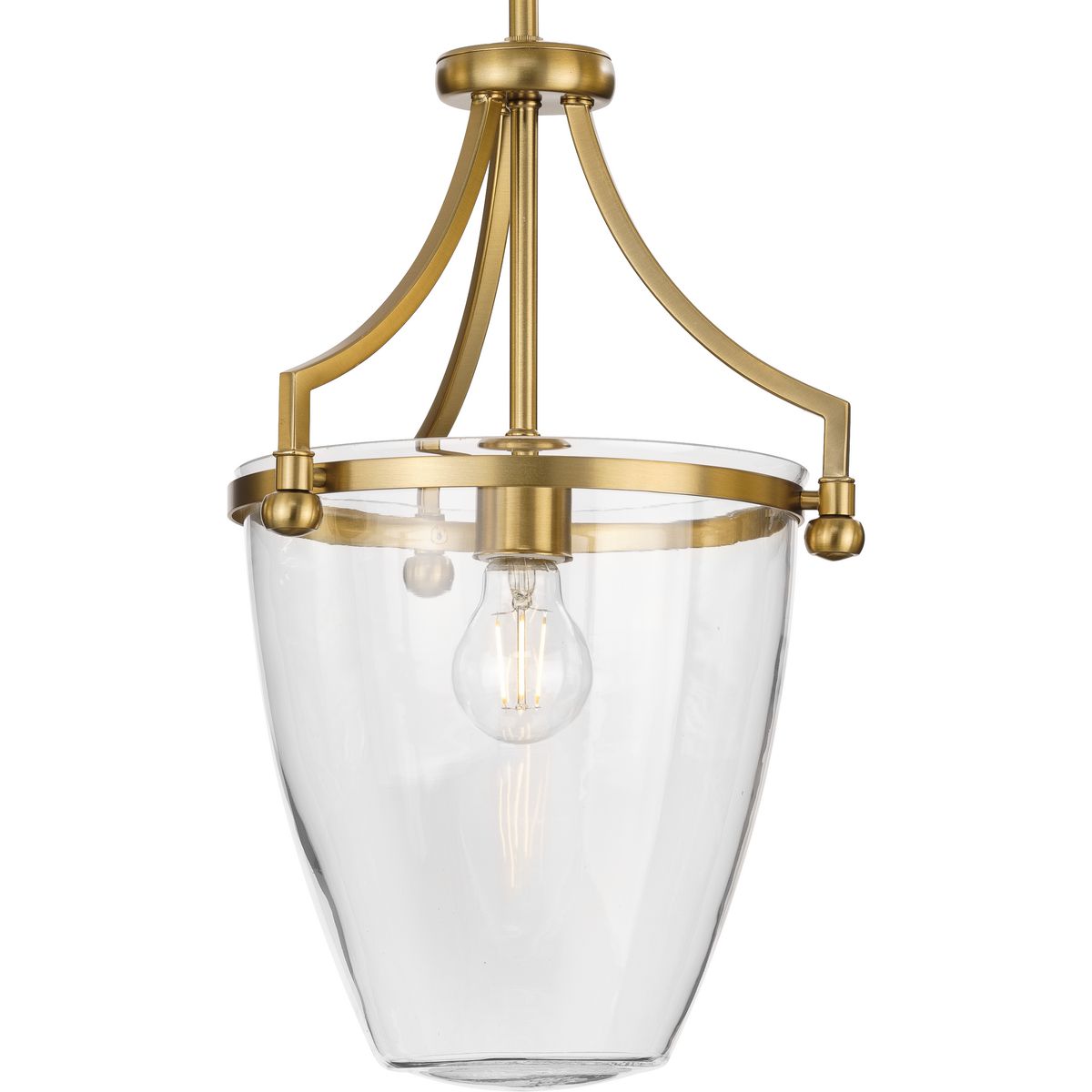 PROGRESS LIGHTING P500360-109 Brushed Bronze Parkhurst Collection One-Light New Traditional Brushed Bronze Clear Glass Mini-Pendant Light