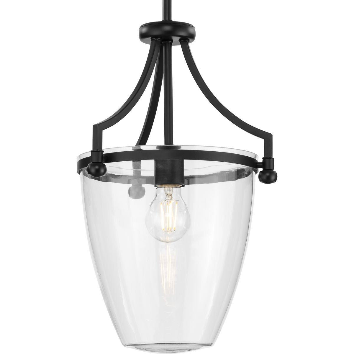 PROGRESS LIGHTING P500360-31M Matte Black Parkhurst Collection One-Light New Traditional Matte Black Clear Glass Mini-Pendant Light