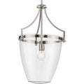 PROGRESS LIGHTING P500361-009 Brushed Nickel Parkhurst Collection One-Light New Traditional Brushed Nickel Clear Glass Pendant Light