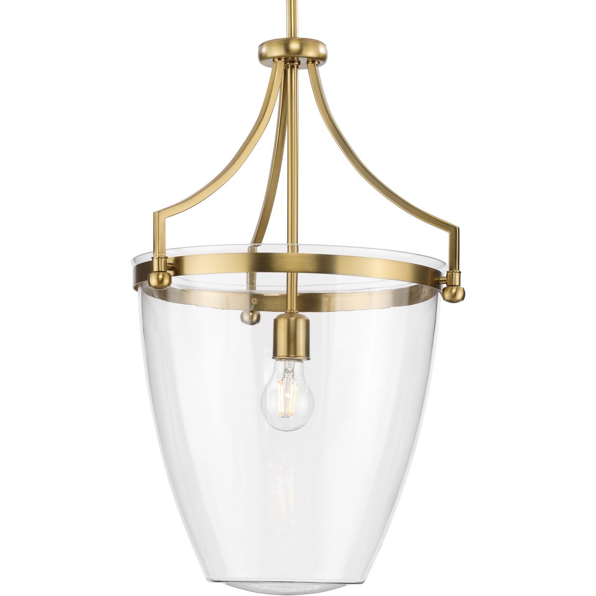 PROGRESS LIGHTING P500361-109 Brushed Bronze Parkhurst Collection One-Light New Traditional Brushed Bronze Clear Glass Pendant Light