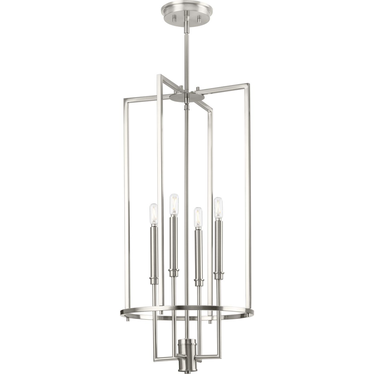 PROGRESS LIGHTING P500363-009 Brushed Nickel Elara Collection Four-Light New Traditional Brushed Nickel Chandelier Foyer Light
