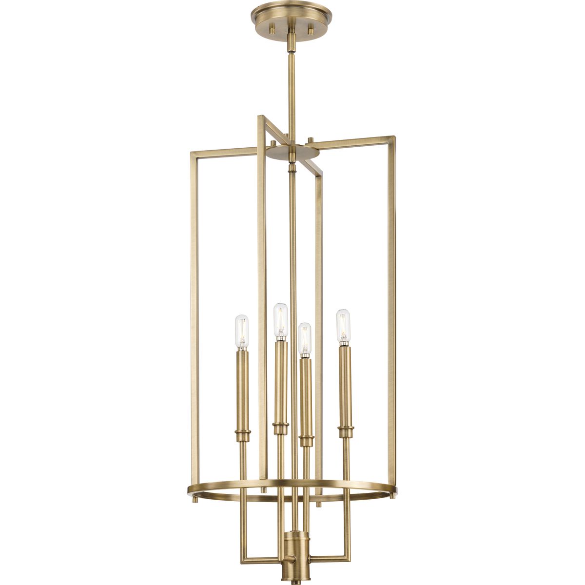 PROGRESS LIGHTING P500363-163 Vintage Brass Elara Collection Four-Light New Traditional Vintage Brass Chandelier Foyer Light