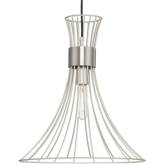 PROGRESS LIGHTING P500365-186 Burnished Nickel Lorin Collection One-Light Mid-Century Modern Metal Pendant Light