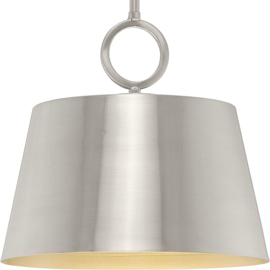 PROGRESS LIGHTING P500367-009 Brushed Nickel Parkhurst Collection One-Light New Traditional Brushed Nickel Metal Pendant Light