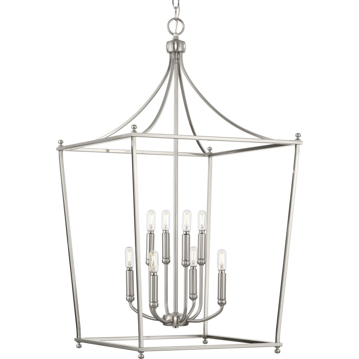 PROGRESS LIGHTING P500371-009 Brushed Nickel Parkhurst Collection Eight-Light New Traditional Brushed Nickel Chandelier Foyer Light