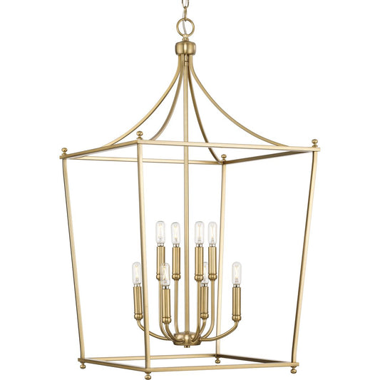 PROGRESS LIGHTING P500371-109 Brushed Bronze Parkhurst Collection Eight-Light New Traditional Brushed Bronze Chandelier Foyer Light