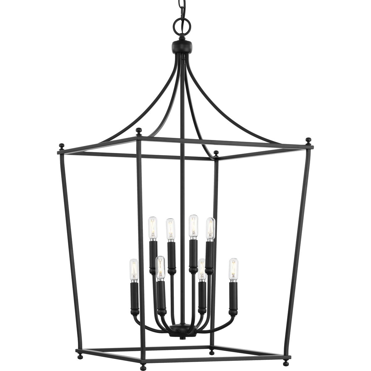 PROGRESS LIGHTING P500371-31M Matte Black Parkhurst Collection Eight-Light New Traditional Matte Black Chandelier Foyer Light