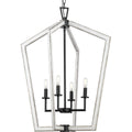 PROGRESS LIGHTING P500378-31M Matte Black Galloway Collection Four-Light 30" Matte Black Modern Farmhouse Foyer Light with Distressed White Accents for