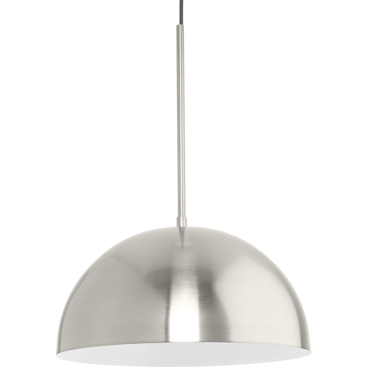 PROGRESS LIGHTING P500379-009 Brushed Nickel Perimeter Collection One-Light Brushed Nickel Mid-Century Modern Pendant with metal Shade