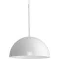 PROGRESS LIGHTING P500379-030 White Perimeter Collection One-Light White Mid-Century Modern Pendant with metal Shade