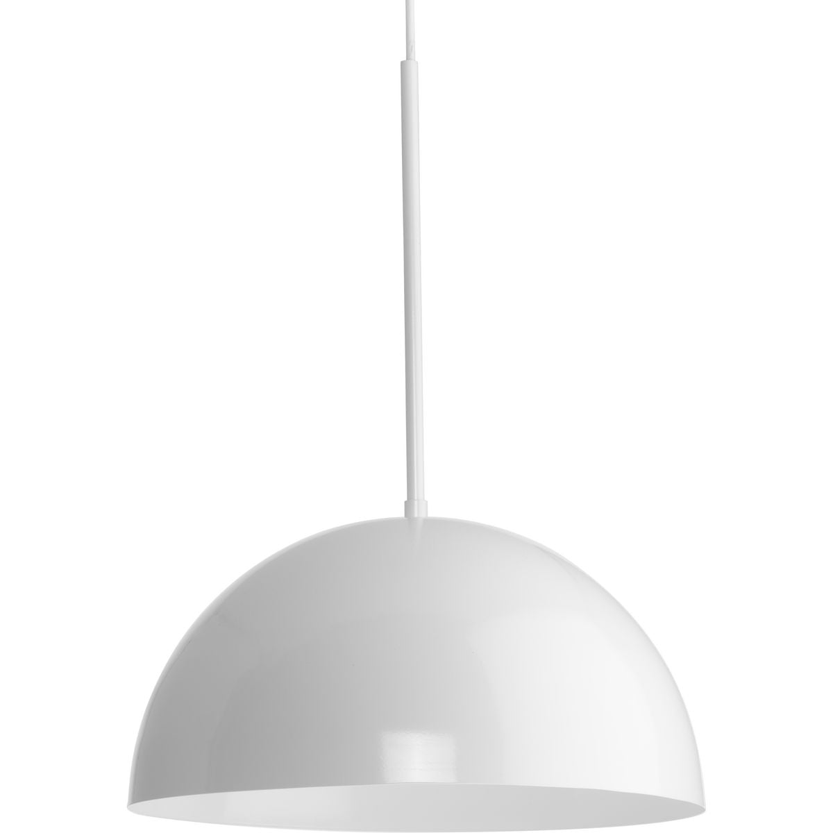 PROGRESS LIGHTING P500379-030 White Perimeter Collection One-Light White Mid-Century Modern Pendant with metal Shade