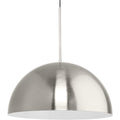 PROGRESS LIGHTING P500380-009 Brushed Nickel Perimeter Collection One-Light Brushed Nickel Mid-Century Modern Pendant with metal Shade