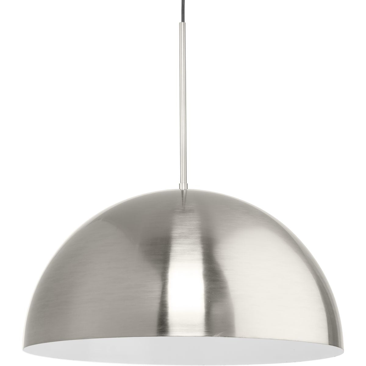 PROGRESS LIGHTING P500380-009 Brushed Nickel Perimeter Collection One-Light Brushed Nickel Mid-Century Modern Pendant with metal Shade