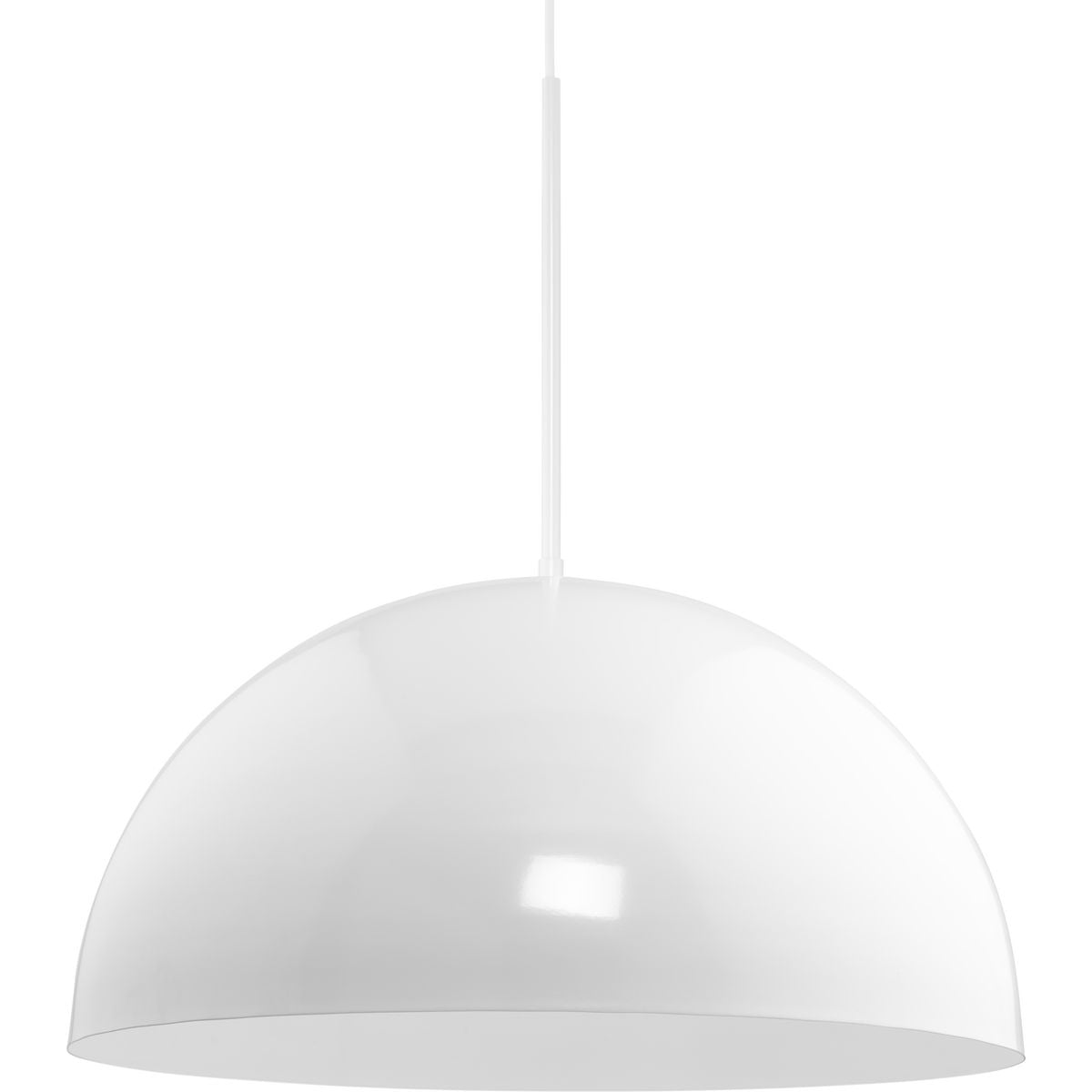 PROGRESS LIGHTING P500380-030 White Perimeter Collection One-Light White Mid-Century Modern Pendant with metal Shade