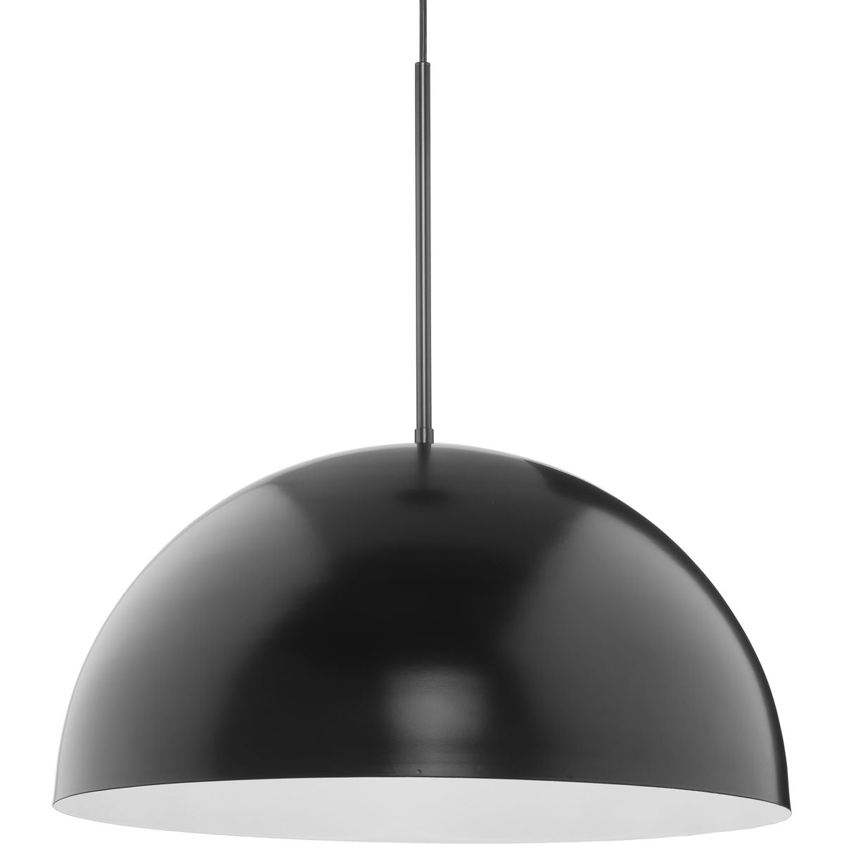 PROGRESS LIGHTING P500380-31M Matte Black Perimeter Collection One-Light Matte Black Mid-Century Modern Pendant with metal Shade