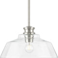 PROGRESS LIGHTING P500381-009 Brushed Nickel Singleton Collection One-Light 14" Brushed Nickel Farmhouse Medium Pendant Light with Clear Glass Shade