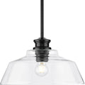 PROGRESS LIGHTING P500381-31M Matte Black Singleton Collection One-Light 14" Matte Black Farmhouse Medium Pendant Light with Clear Glass Shade