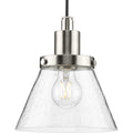 PROGRESS LIGHTING P500382-009 Brushed Nickel Hinton Collection One-Light Brushed Nickel Modern Farmhouse Pendant