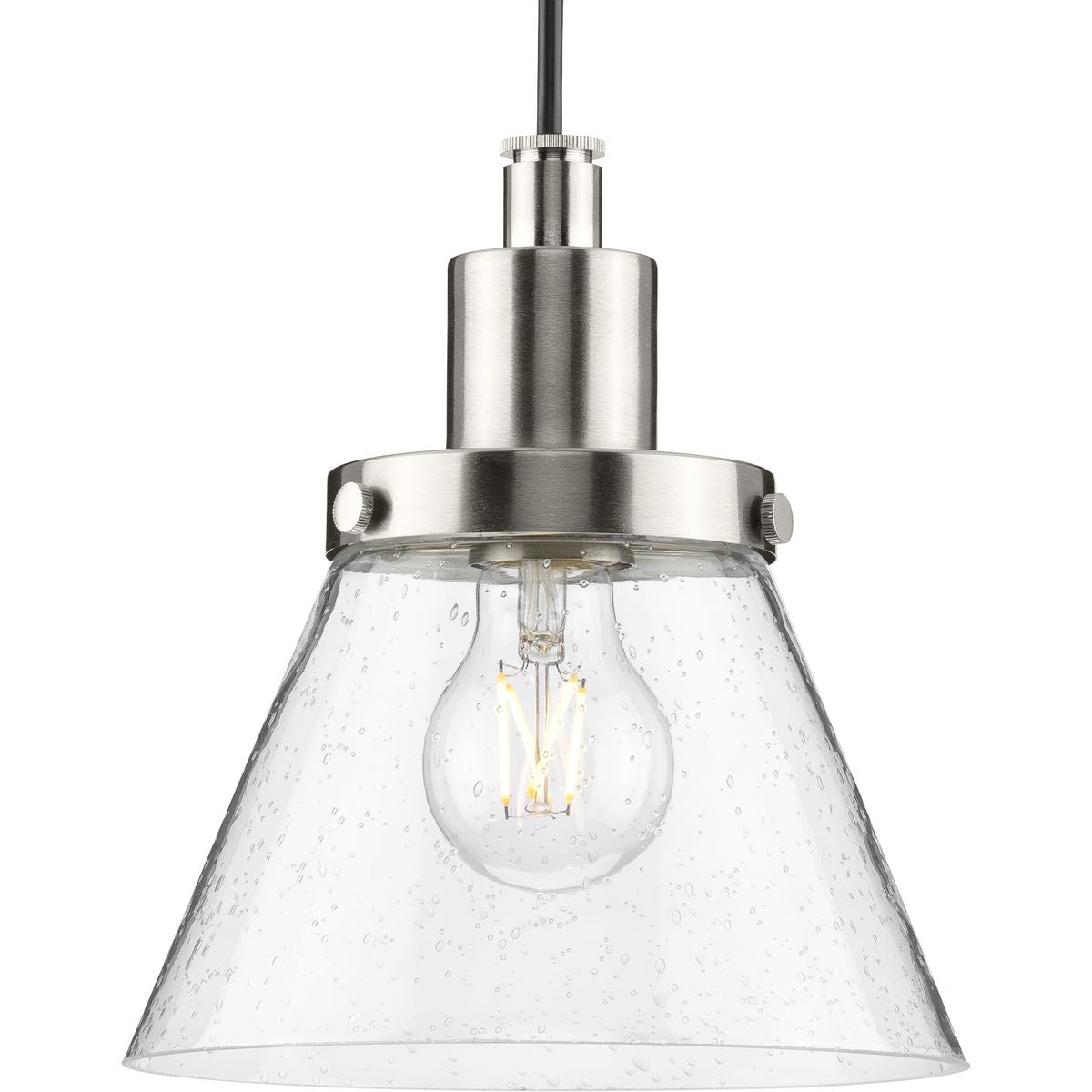 PROGRESS LIGHTING P500382-009 Brushed Nickel Hinton Collection One-Light Brushed Nickel Modern Farmhouse Pendant