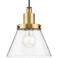 PROGRESS LIGHTING P500382-163 Vintage Brass Hinton Collection One-Light Brushed Nickel Modern Farmhouse Pendant