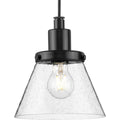 PROGRESS LIGHTING P500382-31M Matte Black Hinton Collection One-Light Brushed Nickel Modern Farmhouse Pendant