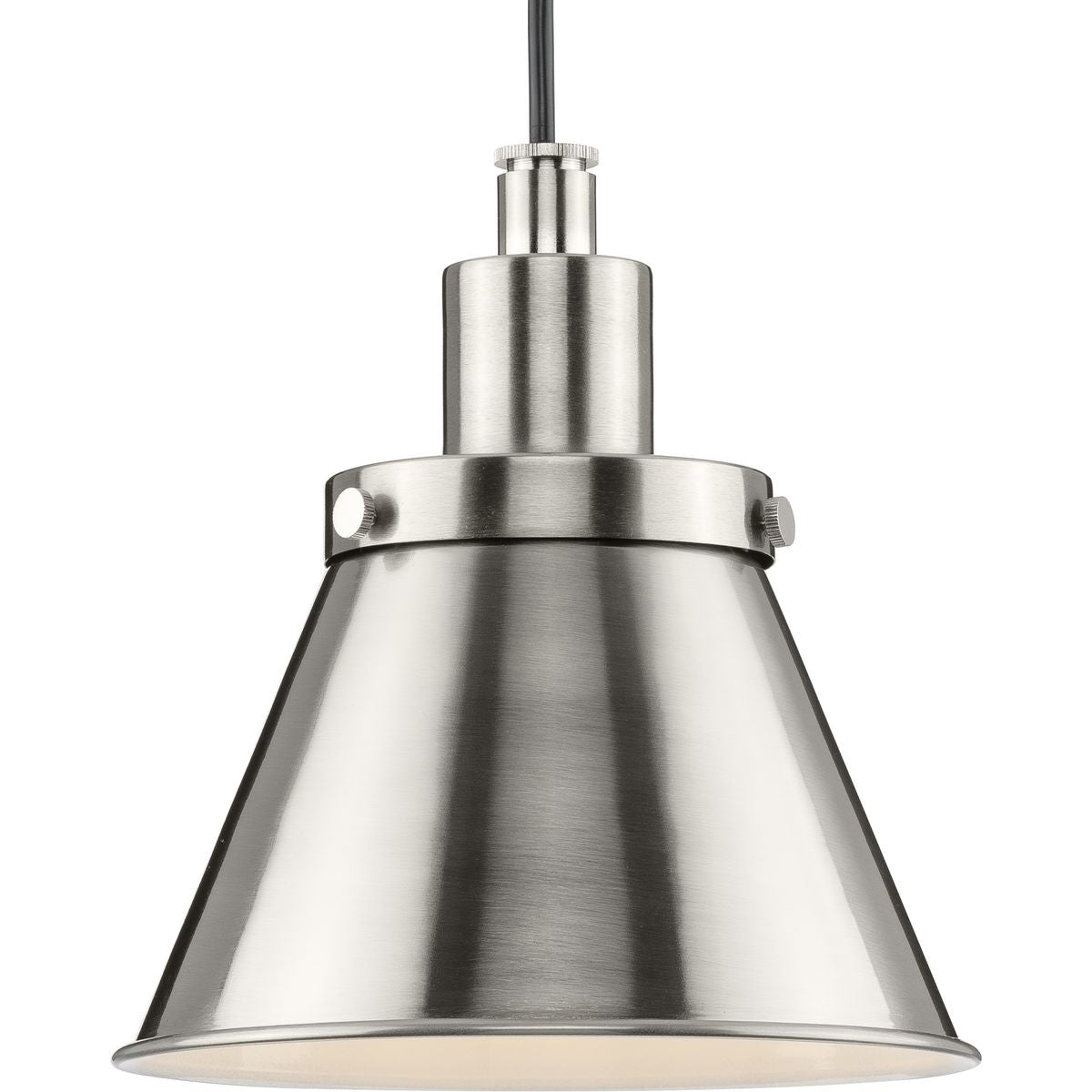 PROGRESS LIGHTING P500383-009 Brushed Nickel Hinton Collection One-Light Brushed Nickel Modern Farmhouse Pendant
