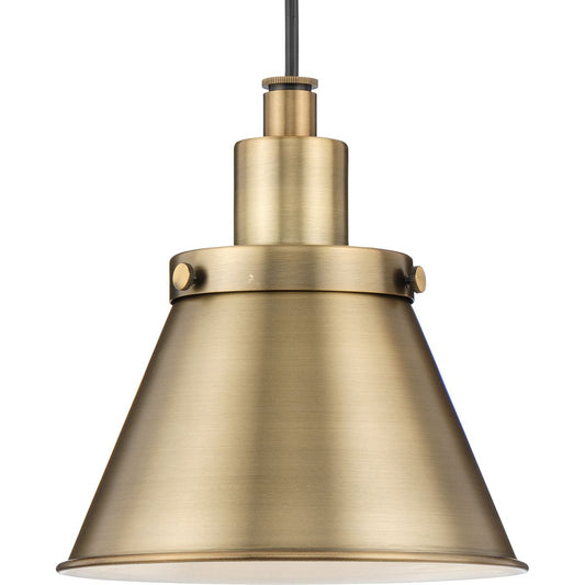 PROGRESS LIGHTING P500383-163 Vintage Brass Hinton Collection One-Light Vintage Brass Modern Farmhouse Pendant