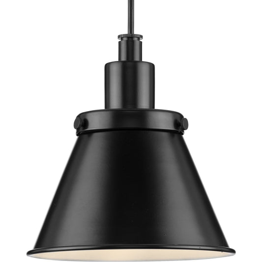 PROGRESS LIGHTING P500383-31M Matte Black Hinton Collection One-Light Matte Black Modern Farmhouse Pendant