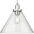 PROGRESS LIGHTING P500384-009 Brushed Nickel Hinton Collection One-Light Brushed Nickel Modern Farmhouse Pendant