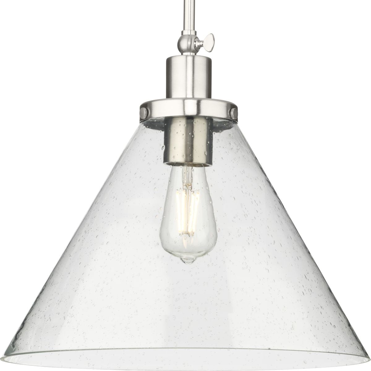 PROGRESS LIGHTING P500384-009 Brushed Nickel Hinton Collection One-Light Brushed Nickel Modern Farmhouse Pendant