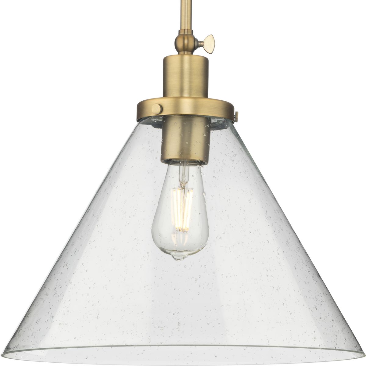 PROGRESS LIGHTING P500384-163 Vintage Brass Hinton Collection One-Light Vintage Brass Modern Farmhouse Pendant